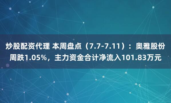 炒股配资代理 本周盘点（7.7-7.11）：奥雅股份周跌1.05%，主力资金合计净流入101.83万元